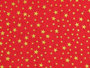 Baumwollstoff Sternchen, gold auf rot
