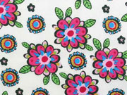 Baumwolle Blumen - pink auf cremeweiss