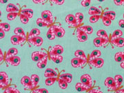 Baumwollstoff Schmetterlinge, pink auf mint