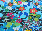 RESTST�CK 105 cm Jersey Tropical Blumen t�rkis