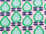 RESTST�CK 47 cm Jersey Retro Birnen, hellgr�n auf rosa