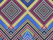 Restst�ck 143cm Viskosejersey Ethnolook Zickzack, blau/bunt