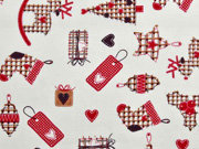 Baumwollstoff Christbaumschmuck, cremewei�