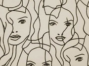 RESTST�CK 113 cm Milliblus Easy Chic BW Satin Gesichter, beige