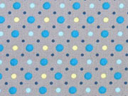 Baumwolle Little Darling bunte Punkte, petrol grau