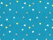 RESTST�CK 150 cm Baumwollstoff Dreiecke, gelb grau petrol