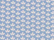 Baumwolle Little Darling Mini Bl�tter, wei� auf rauchblau