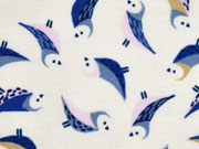 RESTST�CK 45 cm Jersey Eulen, blau auf creme