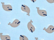 Musselin Double Gauze Herr Wal, grau hellblau