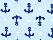 Musselin Double Gauze Anker, dunkelblau/hellblau