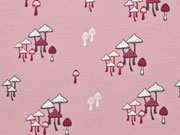 Bio-Jersey Pilze, weinrot/altrosa