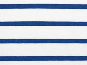 French Terry Streifen, mittelblau auf wei�