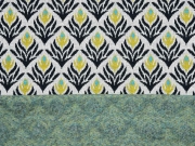 Bio-Jacquard Hamburger Liebe florales Muster, senfgelb schwarz