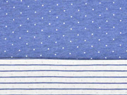 Doubleface Bio-Jacquard Hamburger Liebe Punkte Streifen, blau