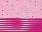 Doubleface Bio-Jacquard Hamburger Liebe Punkte Streifen, rosa