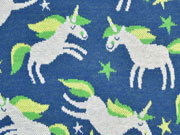 Bio-Jacquard Hamburger Liebe Einh�rner, jeansblau