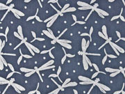 Baumwollstoff (Bio) Voile Glitzer Libellen C.Pauli, grau