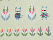 Bio-French Terry Katzen & Blumen, helles lindgr�n