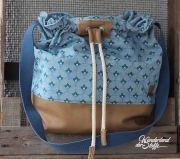 Dekostoff F�cherblumen, jeansblau