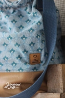 Dekostoff F�cherblumen, jeansblau