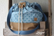 Dekostoff F�cherblumen, jeansblau