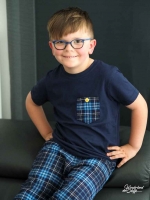 Flanell Schottenkaro, navy hellblau