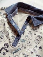 French Terry Sweat Indian Town petrol ecru-meliert