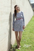 Modal French Terry Sweat Blumen Zweige, grau