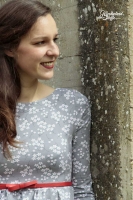 Modal French Terry Sweat Blumen Zweige, grau