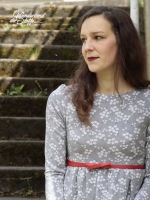 Modal French Terry Sweat Blumen Zweige, grau