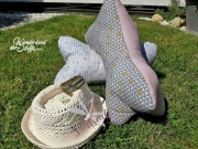 Baumwolle Dreiecke, senfgelb rosa grau