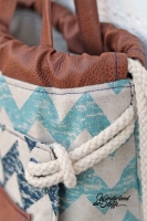 Leinenlook Dekostoff Zick Zack, dunkelmint