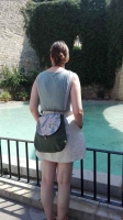 Half Panama tropische Bl�tter, gr�n beige