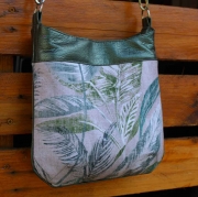 Half Panama tropische Bl�tter, gr�n beige