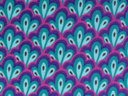 Jersey F�cherblumen Hamburger Liebe, petrol/pink