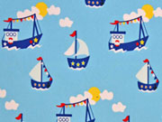 Baumwollstoff Cozy Boats, hellblau