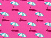 Baumwollstoff Sonnenschirme Hamburger Liebe, dunkelpink