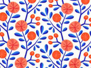 Baumwollstoff Kreisblumen Zweige Hamburger Liebe, wei�