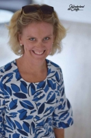 Leinen Viskose graphische Bl�ttern blau weiss