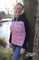 French Terry Sweat Streifen dunkelblauer Anker,  wei� rot