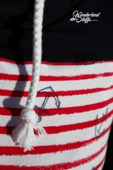 French Terry Sweat Streifen dunkelblauer Anker,  wei� rot