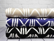 French Terry Sweat Viskose grafisches Muster, wei� schwarz