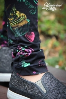 Jersey Digitaldruck Donuts Cupcakes, schwarz