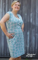 Viskosejersey Rose, grau melange petrol