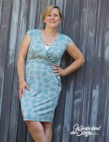 Viskosejersey Rose, grau melange petrol