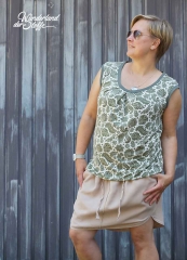 Viskosejersey Paisley, beige melange khaki