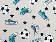 RESTST�CK 33 cm Jersey Fu�b�lle, Turnschuhe & Sterne, hellbeige