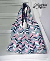 Dekostoff grafisches Muster, rosa mint navy