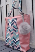 Dekostoff grafisches Muster, rosa mint navy