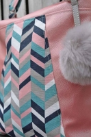 Dekostoff grafisches Muster, rosa mint navy